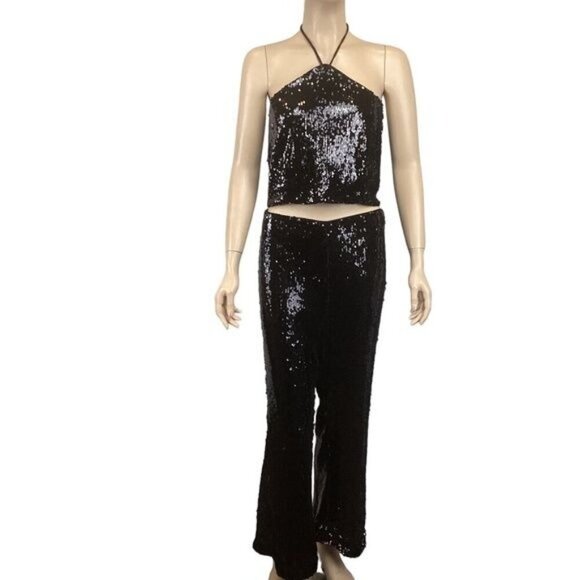 NWT 2pc‎ House of Harlow 1960 Revolve sequins pants & halter top set Size large